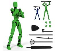 PKKP T13 - Figurine d'action T13 - 20 cm - Figurines d'action avec plusieurs articulations - Impression 3D multi-jointures - Figurine robot - Décoration de bureau (vert-noir)