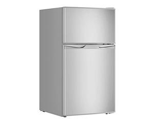 PKM GK88EIX - Réfrigérateur combiné - Capacité utile : 84 l - Design en acier inoxydable - Silencieux avec 39 dB - 25 litres - Compartiment de congélation 4 étoiles - Butée de porte interchangeable