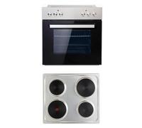 PKM Kit de cuisinière encastrable BIC3-I KP IX-2/2 de 55 litres - 3 fonctions de four - Chaleur supérieure et inférieure - 7900 W - 1 plaque de cuisson flash - Couvercle en acier inoxydable - Poêle à
