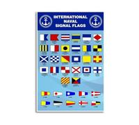PKNVKZIDK Boat Signal Flags Poster, International Maritime Code Meanings, Educational Nautical Wall Decor for Coastal Living Room Unframed,16X24inch(40X60cm)