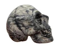 PKNVKZIDK Crystal Skull 2 "White Domestic Pull Feldspar Agate Yellow Tiger Eyes Rose Stone Household Decoration Home Decor(2PCS)