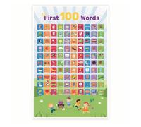 PKNVKZIDK Educational Poster for Toddlers - My First 100 Words in English - Baby Learning Chart for Nursery Bedroom Wall Decor Unframed,12x18inch(30x45cm)