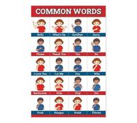 PKNVKZIDK Educational Sign Language Posters for Classroom Wall Decor, ASL Charts for with Common Words Unframed,16x24inch(40x60cm)