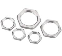 PKNVKZIDK Hardware Nuts, 10 pcs Metric Female Thread Hex Lock Nut Pipe Fitting 304 Stainless Steel M8-M63 Silver(M12x1)