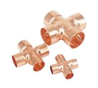 PKNVKZIDK Inner Diameter 6.35/9.52/12.7/15/16/22/28/35/42/54mm Pure Copper End Feed Cross 4 Ways Welding Pipe Connector Air Conditioner(16x1mm)