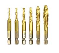 PKNVKZIDK Plated Hex Shank HSS Screw Thread Metric Tap Drill Bits Screw Machine Compound M 3 M4 M5 M6 M8 M10 Hand Tools(Gray) PKNVKZIDK