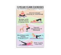 PKNVKZIDK Pregnancy Pelvic Floor Exercises Poster - Kegel Workouts for Bladder Control & Core Strength, Canvas Wall Art for Home, Bedroom Framed,08x12inch(20x30cm)