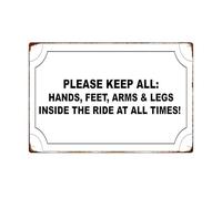 PKNVKZIDK Retro Cafe Bar Decor Metal Tin Sign Keep All Hands Feet Inside The Ride Humorous Wall-Art for Pub Basement Door 8 X 12 Inch
