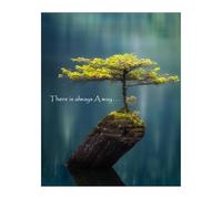 PKNVKZIDK Zen Inspiration Wall Art - Bonsai Tree Print with There Is Always a Way Quote, Calming Motivational Decor for Any Room Unframed,16x24inch(40x60cm)