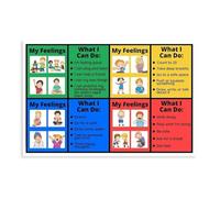 PKNVKZIDK Zones of Regulation® & Calming Tools Poster Set - Emotional Support Visual Aid for Kids, Special Education, Therapy Office or Home Use Framed,16x24inch(40x60cm)