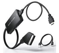 Pkouocry Conversor Euroconector a HDMI 1080P 720P - Soporta PAL/NTSC - Cable SCART a HDMI 100cm Para HDTV, DVD, BLU-Ray, VCR, Proyector