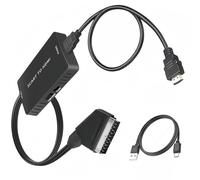 Pkouocry Convertisseur Péritel vers HDMI avec câble HDMI, Adaptateur HD 720P/1080P Convertisseur Vidéo Audio pour Moniteur HDTV Projecteur Xb00x VHS STB Sky Lecteur DVD Blu-Ray avec Câble USB