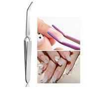 Pkouocry Pince à Pincher ongles Multi-usage, Nail Art Pince Courbée à Former Ongles Acrylique Pincette en Acier Inox à pick-up Nail Gel Strass