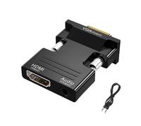 PKOUVOO Adaptateur HDMI vers VGA avec câble audio de 3,5 mm haute résolution convertisseur HDMI femelle vers VGA mâle Adaptateur pour ordinateur, ordinateur portable, PC, moniteur HDTV XB0X et plus