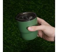 PKRANZYHKAL 8oz Stainless Steel Coffee Cups with Lids, Set of 3 Double Wall Insulated Stackable Mugs, Portable Camping Travel Tumblers for Hot Coffee, Juice, Latte,Olive Green