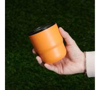 PKRANZYHKAL 8oz Stainless Steel Coffee Cups with Lids, Set of 5 Double Wall Insulated Stackable Mugs, Portable Camping Travel Tumblers for Hot Coffee, Juice, Latte,Matte Orange