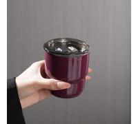 PKRANZYHKAL 8oz Stainless Steel Coffee Cups with Lids, Set of 5 Double Wall Insulated Stackable Mugs, Portable Camping Travel Tumblers for Hot Coffee, Juice, Latte,Twilight Red