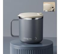 PKRANZYHKAL Mug isotherme café 400 ml - Tasse à café double paroi acier 304 + PP anti-brûlure, travel mug avec couvercle coulissant unidirectionnel, sans BPA, cadeau bureau/voyage,Dark Blue,1ps