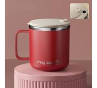 PKRANZYHKAL Mug isotherme café 400 ml - Tasse à café double paroi acier 304 + PP anti-brûlure, travel mug avec couvercle coulissant unidirectionnel, sans BPA, cadeau bureau/voyage,Red,2ps