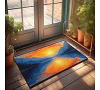 PKRD Paillasson avec texte amusant Coucher de soleil sur un lac serein avec des montagnes en arrière-plan. Paillasson de bienvenue pour intérieur et extérieur pour patio Waterpr(50 x 80 cm)