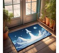 PKRD Tapis d'intérieur pour porte d'entrée - Fusée lancée depuis des montagnes enneigées sous un ciel étoilé - Tapis d'automne vintage - Décoration de cuisine et accessoires (50 x 80 cm)