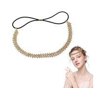 PKRFCJ Bandeau doré à strass disco pour femme, accessoire élégant de bal et de fête des années 70, avec bande élastique, strass en cristal pour femmes et filles