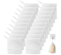 PKRFCJ Lot de 40 sacs économiseurs de savon, sacs exfoliants en maille filet à bulles avec cordon de serrage, faciles à ranger, pour la douche, le nettoyage du visage, blanc