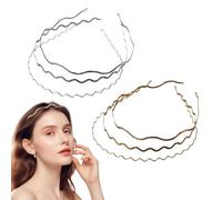 PKRFCJ Lot de 6 bandeaux en métal tendance fins et ondulés - Accessoires de cheveux pour femmes et filles - Pour le sport (or, argent)