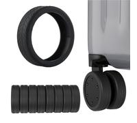 PKRFCJ Lot de 8 housses de protection de roue de bagages, silencieuses et résistantes aux chocs, résistantes à l'usure, faciles à installer, adaptées aux roues de valise, universelles (noir), noir