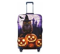 PKTTECRFPK Housse de bagage pour valise, motif imprimé 3D, motif Halloween hibou, fantôme, housse de protection pour valise, housse de protection élastique, lavable pour valises de 45,7 à 81,3 cm, 3D