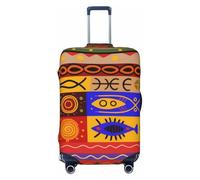 PKTTECRFPK Housse de protection pour valise, motif imprimé 3D, motifs nationaux africains, housse de protection pour valise, housse de protection élastique, lavable pour valises de 45,7 à 81,3 cm, 3D