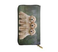 PKTTECRFPK Long portefeuille élégant Golden Retrievers en cuir synthétique pour homme et femme - Long portefeuille avec fermeture éclair, étui pour téléphone, cartes de crédit et rangement de pièces