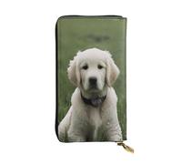 PKTTECRFPK Long portefeuille élégant Golden Retrievers en cuir synthétique pour homme et femme - Long portefeuille avec fermeture éclair, étui pour téléphone, cartes de crédit et rangement de pièces