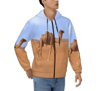 PKTTECRFPK Sweat à capuche léger à fermeture éclair intégrale pour homme - Sable du désert - Imprimé camel - Pull décontracté à manches longues - Respirant et confortable - Fermeture éclair, Graphique