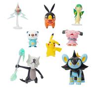 PKW - Lot de 8 Figurines de Combat Tepig, Oshawott, Snivy avec Support, rotom avec Support, Pikachu #5, Snubull, Alolan Marowak, Luxio W12