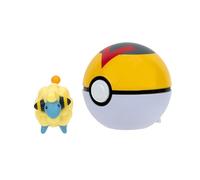 PKW3137 - Clip'n'Go Poké Balls - Voltilamm & Levelball, Poké Ball Officiel avec Figurine de 5 cm