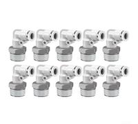 PL1204 Lot de 10 connecteurs de tuyau à connexion rapide pour tubes en polyuréthane et nylon, design innovant d'économie de main-d'œuvre pour plus de commodité (blanc PL12-04)