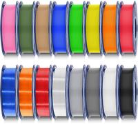 PLA Filament Imprimante 3D Multicolore, 16 Couleurs pour Imprimante Filament 3D, PLA Filament 1,75±0.02mm, Emballé Sous Vide Individuel, 0,25KG/Bobine, 4KG Total. (12 Colors + 4 Translucides)