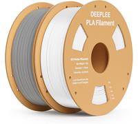 PLA Filament White and Grey 2 kg 1.75 mm Accuracy +/- 0.03 mm 2 Spools for FDM 3D Printers