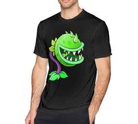 Pla-NTS Vs Zom-Bies Cotton Fabric Men's Short Sleeve T-Shirt Top Manches Courtes(Large)