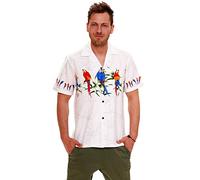 PLA Original Chemise Hawaienne, Parrot Cest Pressure, Blanc, L