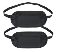 PLABBDPL 2pcs Ceinture dissimulée avec 2 compartiments pour téléphone, argent et autres objets de valeur. Sac de tailles anti-vol, parfait pour le sport et les voyages, réglable et étanche, noir