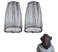 PLABBDPL Chapeau de Moustique pour le Camping,2Pcs Filets de Tête de Qualité Supérieure avec Trous Extra Fins, la Randonnée, la Pêche, Protection Contre les Insectes