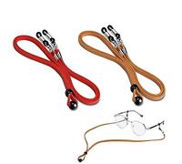 PLABBDPL Cordon Lunettes Corde à Lunettes, 2Pcs Réglable Universel Attaches Lunettes Sangles PU Lunettes Chaîne Ficelle Titulaire Cordons Femmes Hommes Lunettes Cou Cordon (rouge&café rouge)