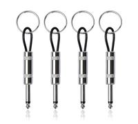 PLABBDPL Lot de 4 porte-clés pour guitare - Porte-clés portable en acier inoxydable - Cadeau pour les amateurs de musique, les musiciens, les amateurs de musique, gris, argent