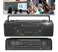 Enregistreur De Cassettes À Double Lecteur De Bande, Style Classique Années 80, Enregistrement/Transcription en Un Clic, Répétable, Haut-parleurs Stéréo Intégrés, pour La Musique,Black