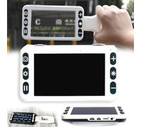 PLABNK Loupe Numérique Portable - 5,0 Pouces, Amplification Continue 2X- 48x, Lumière LED À 5 Niveaux / 26 Modes De Couleur, avec Fonction Mémoire, pour Les Personnes Âgées Malvoyantes,White