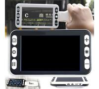 PLABNK Loupe Numérique Portable - 5,0 Pouces, Amplification Continue 2X- 48x, Lumière LED À 5 Niveaux / 26 Modes De Couleur, avec Fonction Mémoire, pour Les Personnes Âgées Malvoyantes,Black