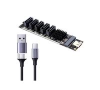 Placa Adaptadora TYPE-C para 5 Portas SATA3.0 Riser JM575 + JMS580 SATA3 6Gbps USB10G Chassis Servidor PC Expansão de Computador