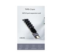 Placa Adaptadora TYPE-C para SATA 5 Portas SATA3 6Gbps USB10G de Expansão JM575+JMS580